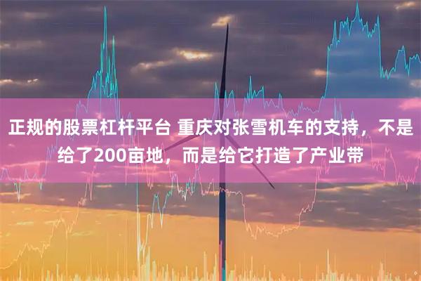 正规的股票杠杆平台 重庆对张雪机车的支持，不是给了200亩地，而是给它打造了产业带